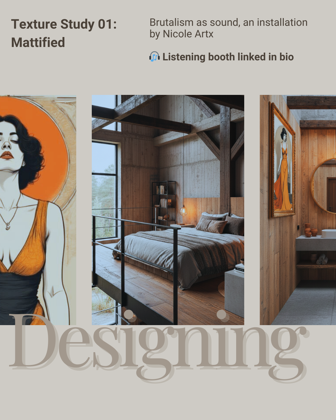 Bespoke Audioware, Sound Architecture, Art and Design, Brutalist Design, Minimalist Interior Design, Spatial Resonance, Architectural Digest Style, Luxury Home Soundscape, Site-Specific Installation, Solo Cello Performance, Neo-Brutalism, High-End Residential Design, Sonic Monograph, Materiality in Art, Sound as Material, Curated Atmosphere, Avant-Garde Soundscape, Interior Architecture, Multi-disciplinary Artist, Sotheby’s Realty Aesthetic, NOWNESS Style